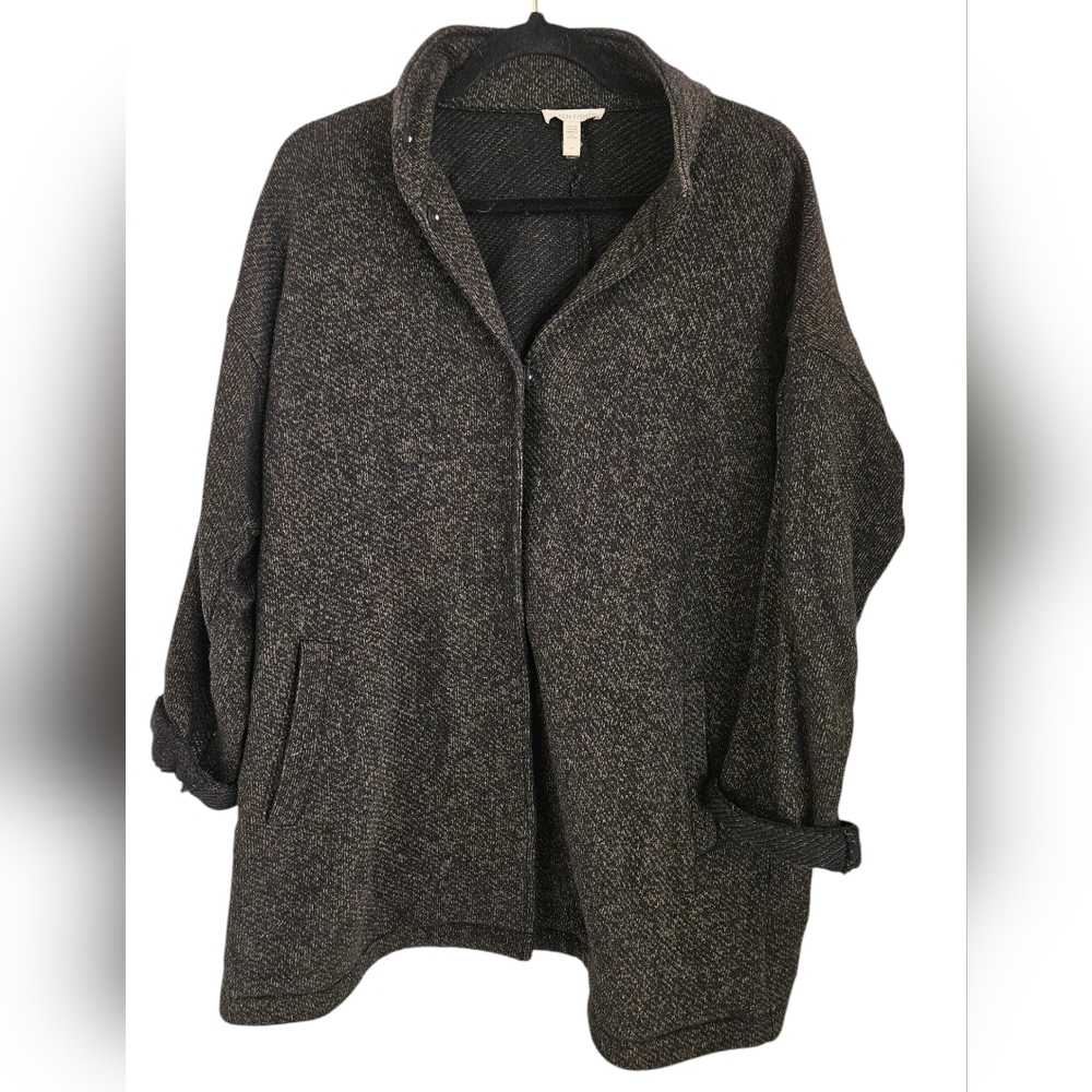 Eileen Fisher Organic Cotton Woven Tweed Jacket Women's Size XL
